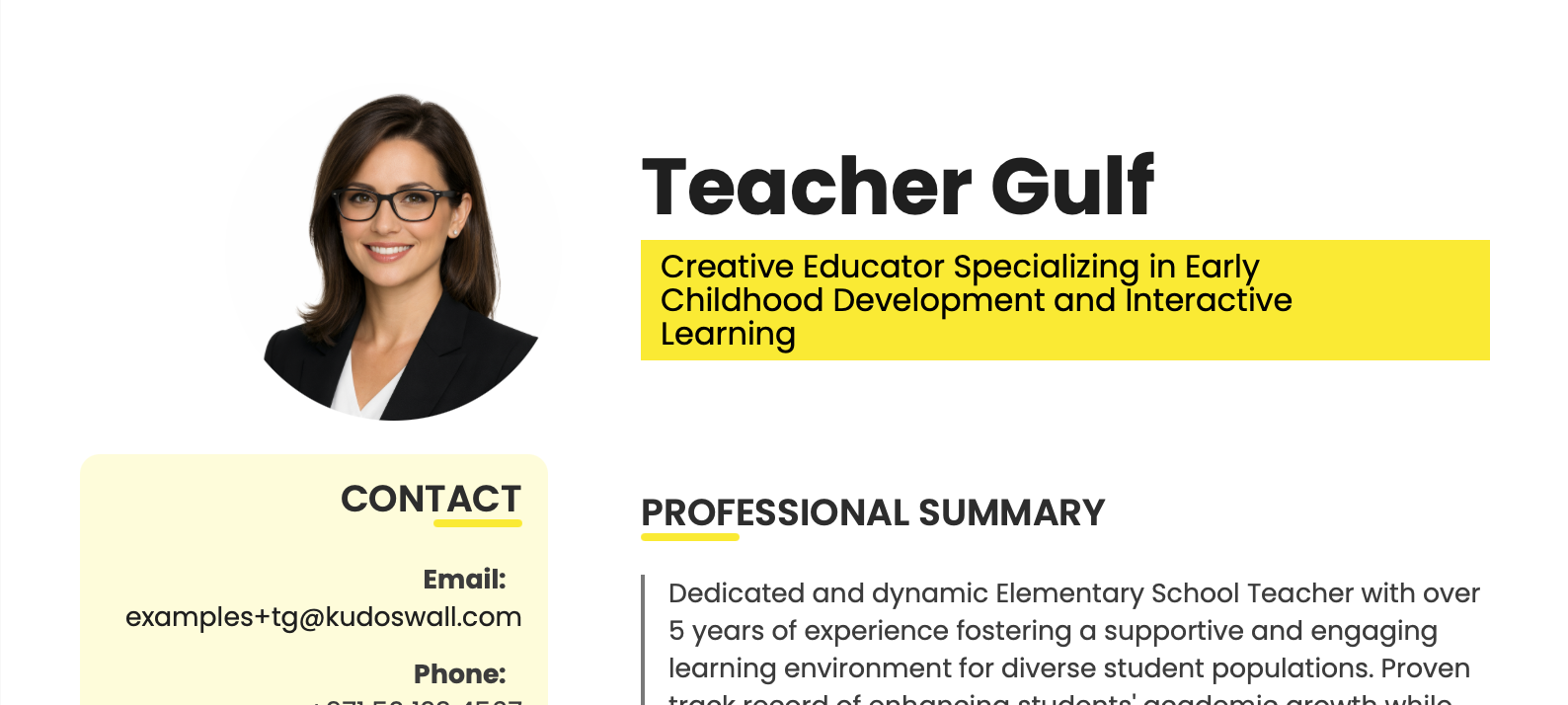 Teacher Resume Headline for Gulf and UAE Jobs