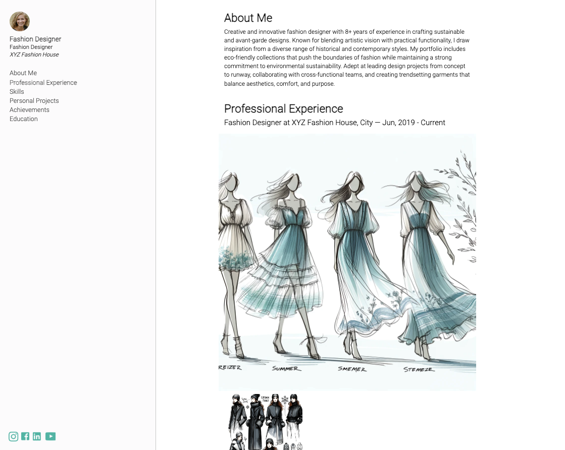 Fashion Designer Portfolio Example