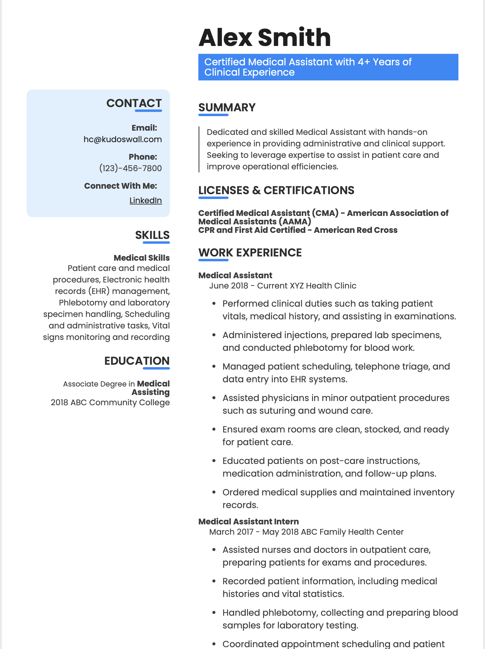 Medical Assistant Resume Template