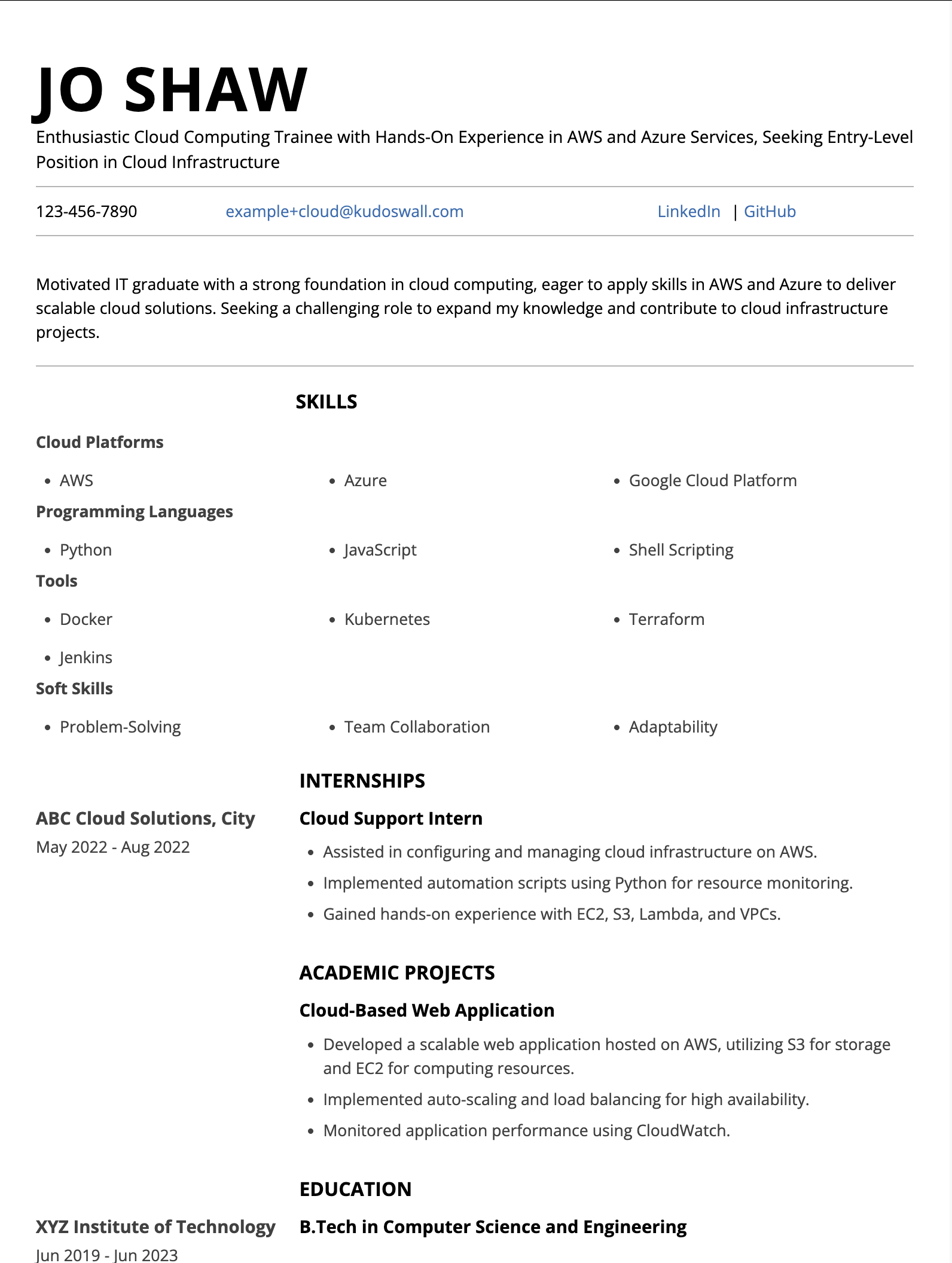 Cloud Computing Resume