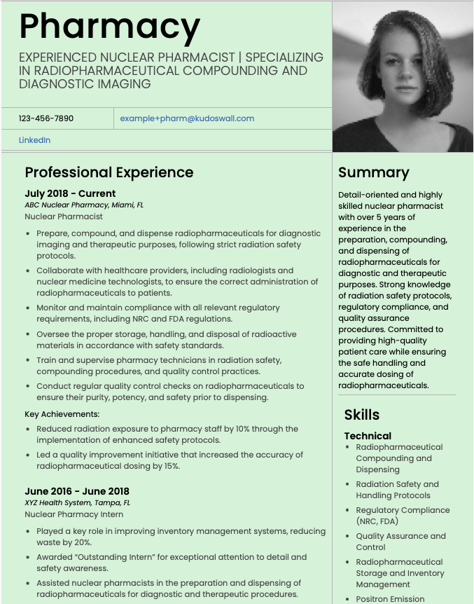 Nuclear Pharmacist resume example